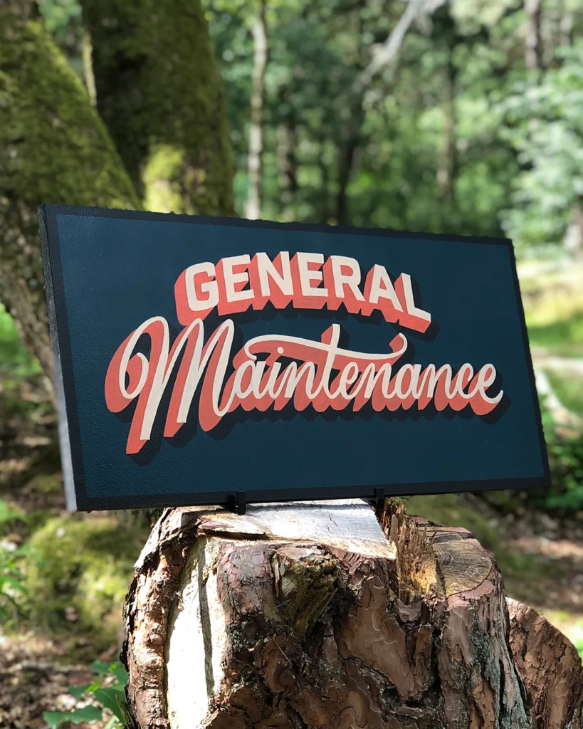 Een handgemaakt sign, general maintenance