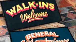 Het eindresultaat van een handgeschilderde signpainting: afgewerkt, strak en klaar voor gebruik